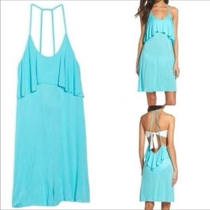 Leith Blue Ruffle Cover Up Strappy Mini Dress